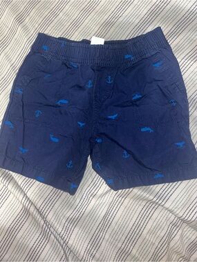 Navy Toddler Shorts with Blue Whale & Anchor Print